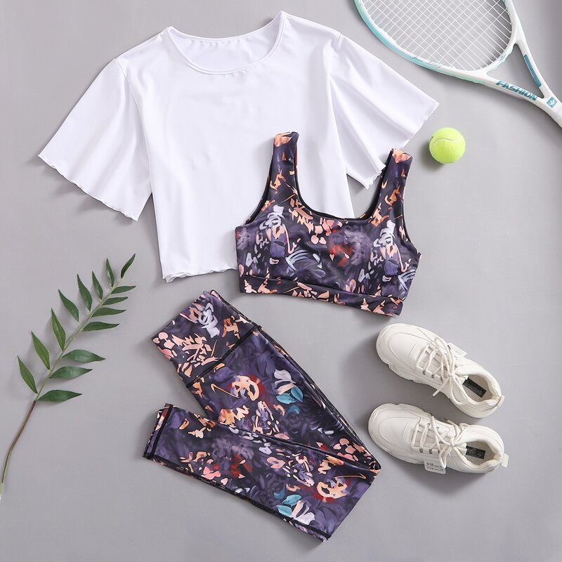 

3 Pack Graphic Print Sports Set, Multicolor