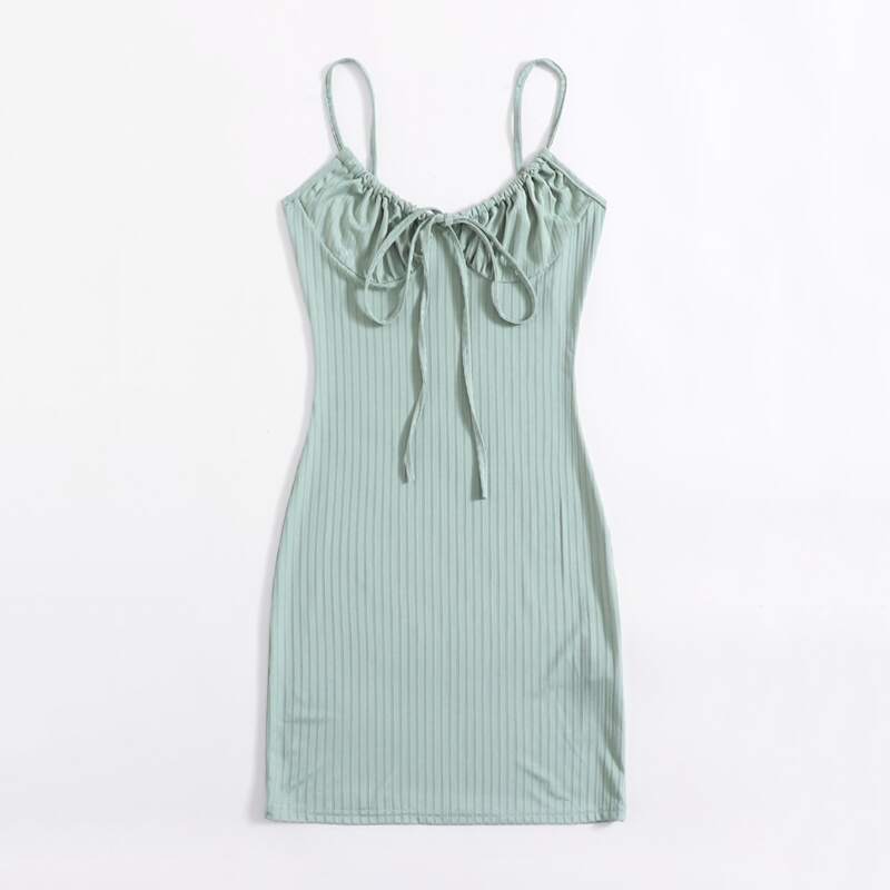 

Solid Tie Front Cami Dress, Mint green
