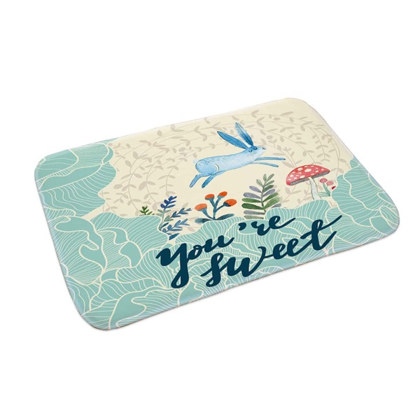 

Cartoon Rabbit Print Floor Mat, Multicolor
