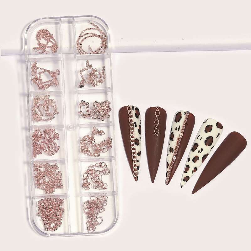 

1box Chain Nail Art Decoration, Champagne