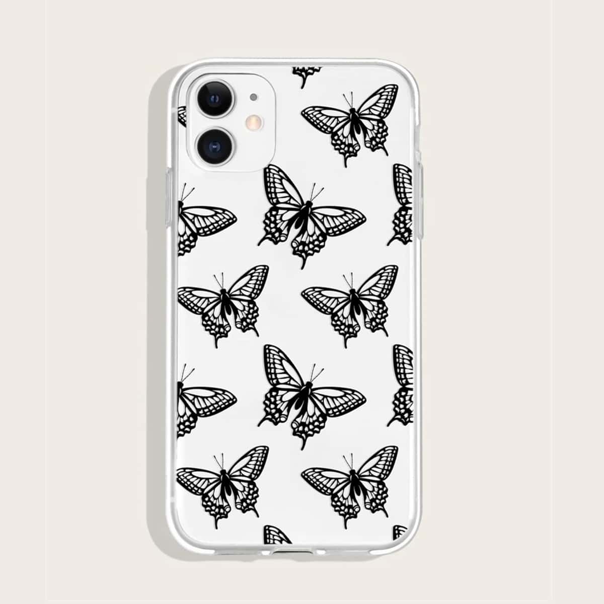 

Butterfly Print Phone Case, White