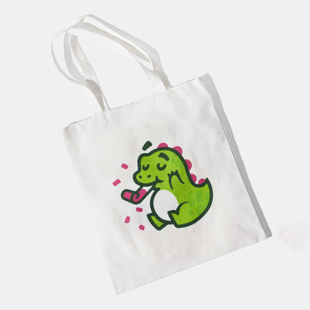

Cartoon Dinosaur Tote Bag, White