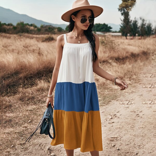 

Cut And Sew Cami Dress, Multicolor