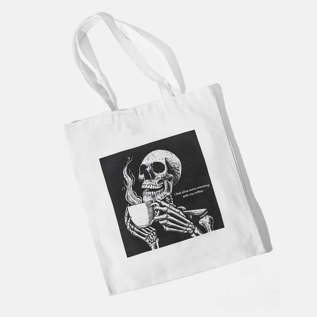 

Skeleton Tote Bag, White