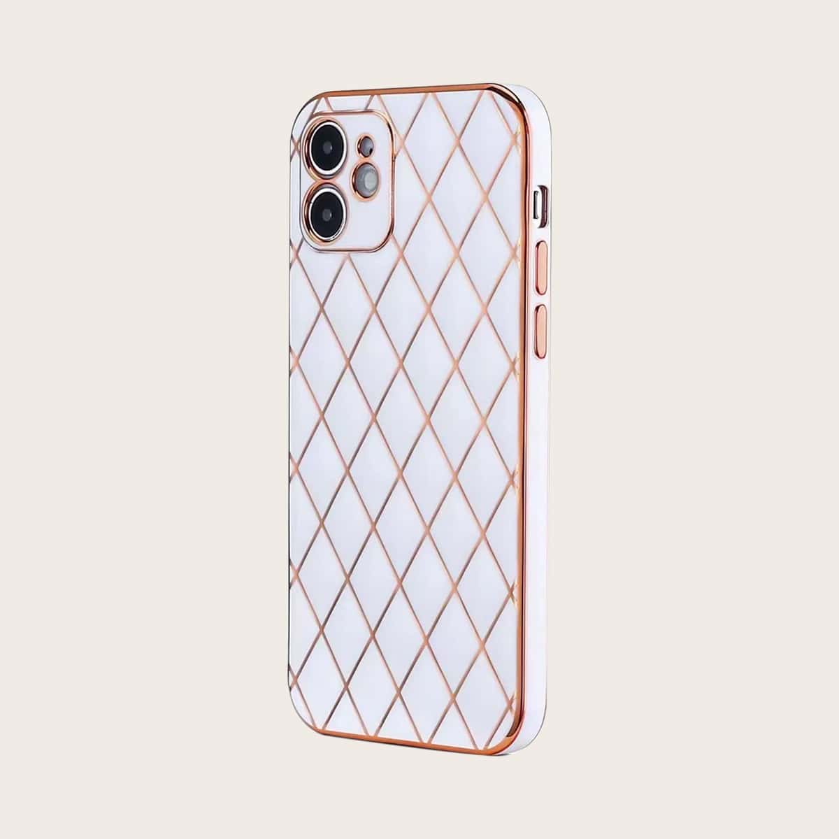 

Geometric Print Phone Case, White