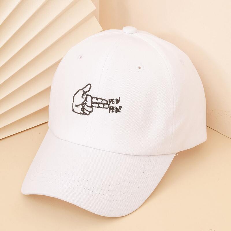 

Guys Gesture Embroidery Baseball Cap, White
