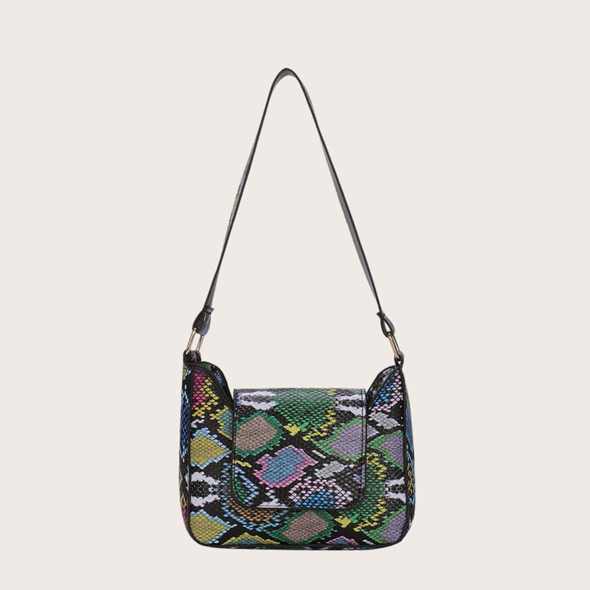 

Snakeskin Shoulder Bag, Green