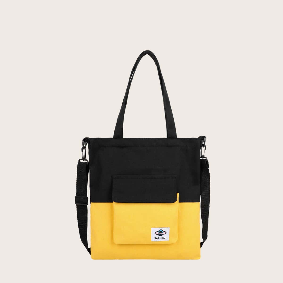 

Colorblock Canvas Tote Bag, Yellow