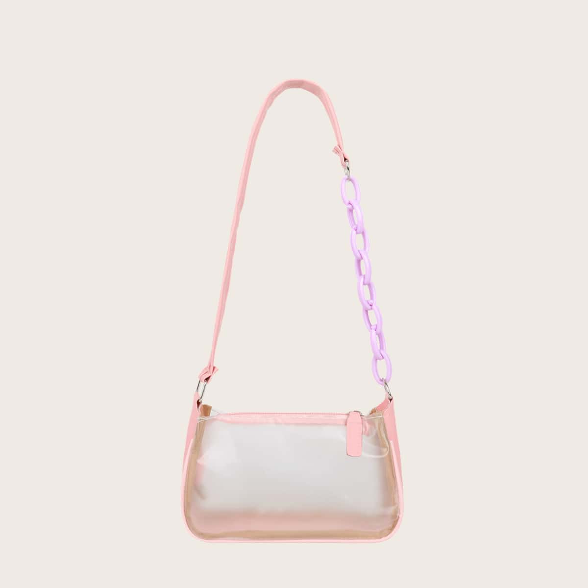 

Clear Baguette Bag, Pink