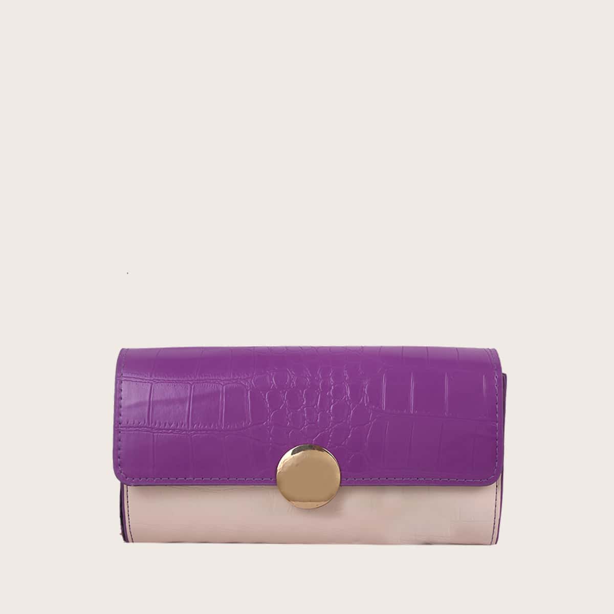 

Colorblock Croc Embossed Baguette Bag, Purple