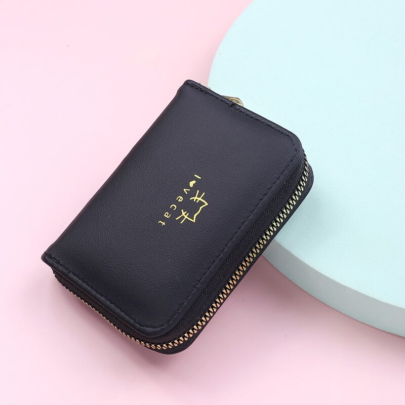

Cartoon Graphic Zip Around Card Holder, Black