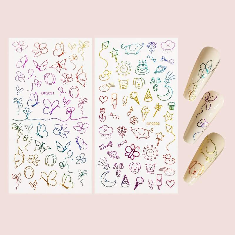 

2sheets Animal Pattern Nail Art Sticker, Multicolor