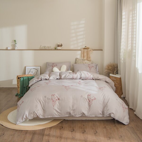 

Flower Print Duvet Cover Set Without Filler, Multicolor