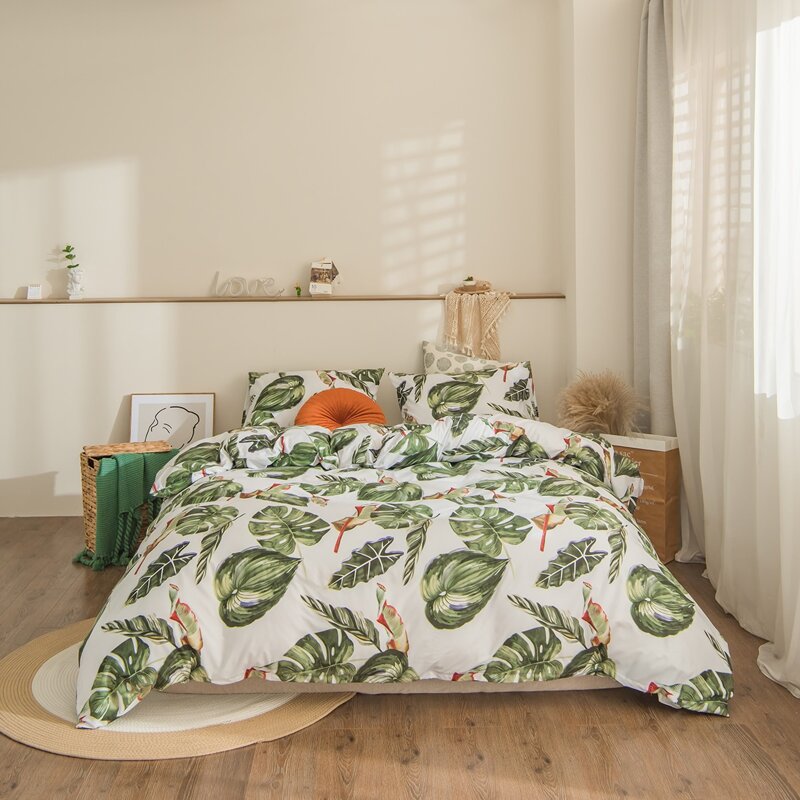 

Leaf Print Duvet Cover Set Without Filler, Multicolor