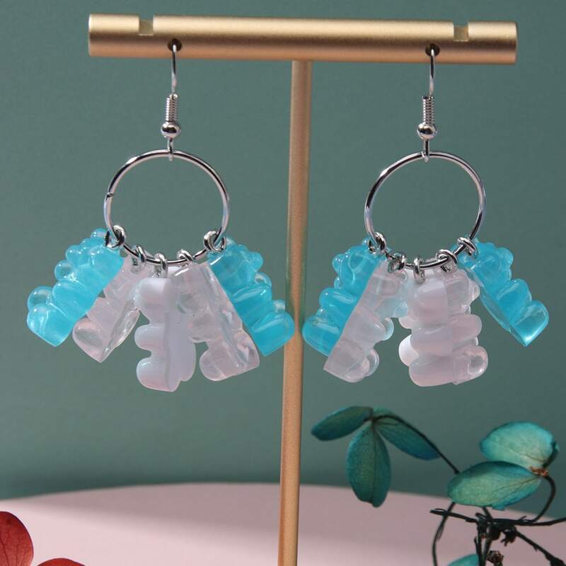 

Clear Bear Drop Earrings, Multicolor