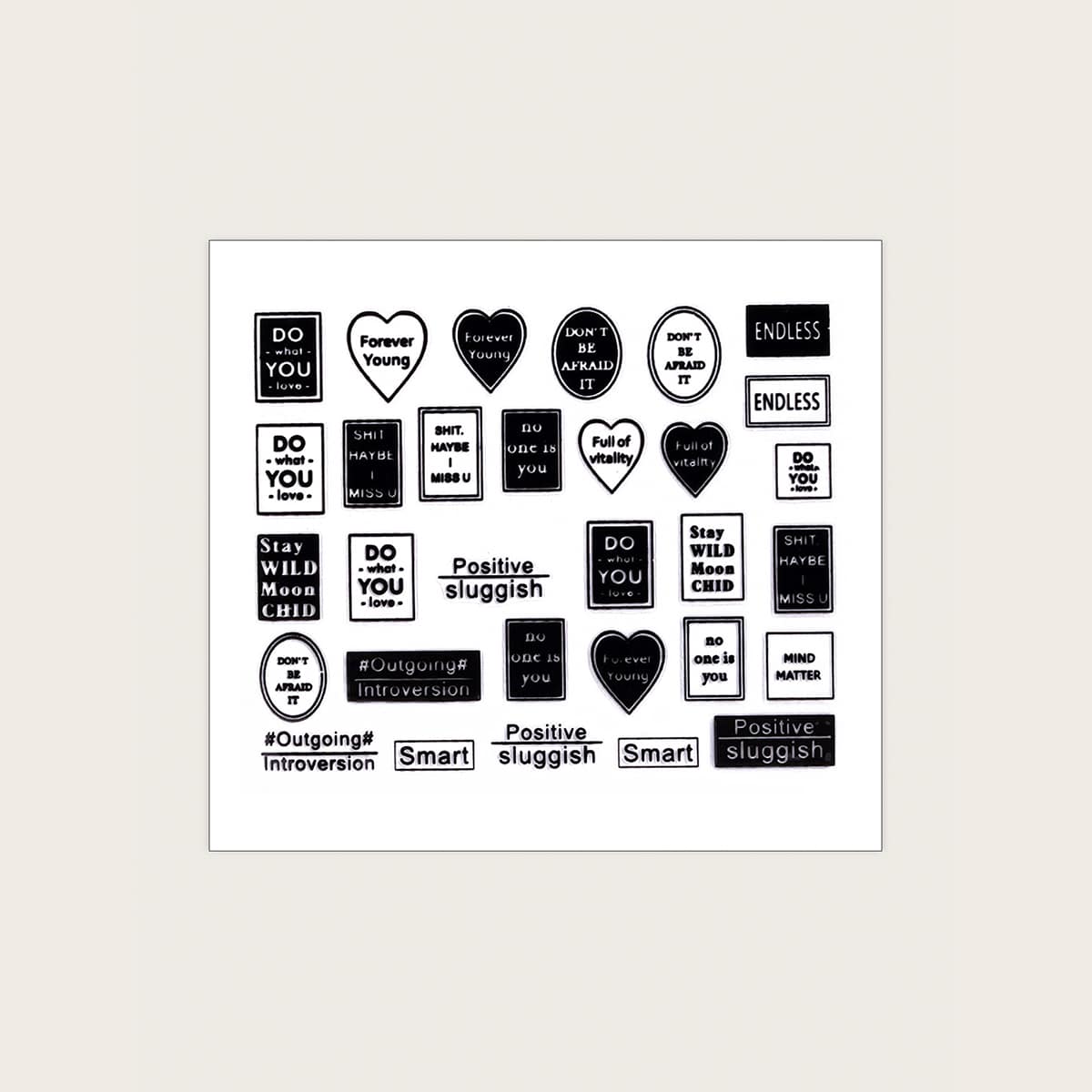 

1sheet Letter Graphic Nail Art Sticker, Black