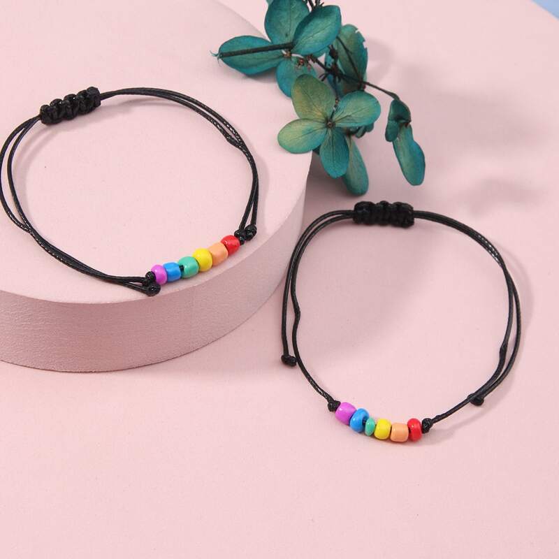 

Colorful Beaded Rope Bracelet, Multicolor