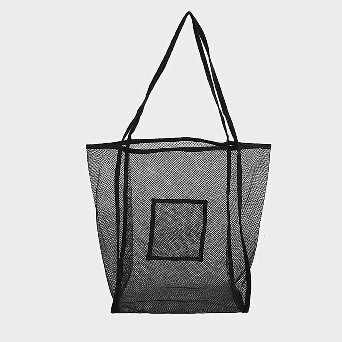 

Solid Mesh Tote Bag, Black