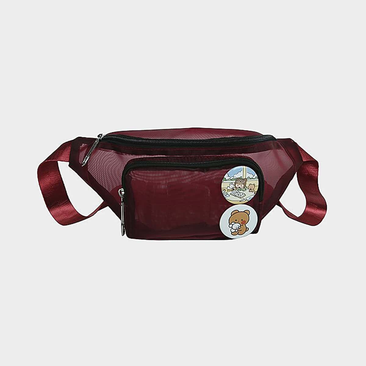 

Cartoon Mesh Fanny Pack, Red
