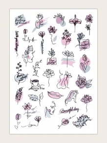 1 hoja pegatina de arte de uña con arte de línea - Multicolor - Ver 1