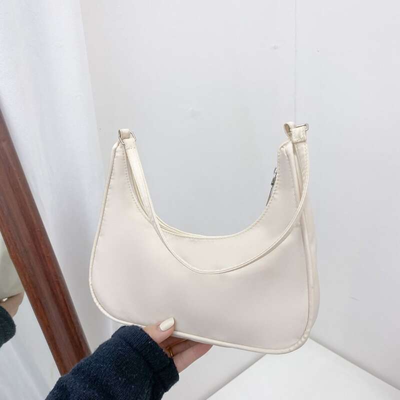 

Solid Hobo Bag, White
