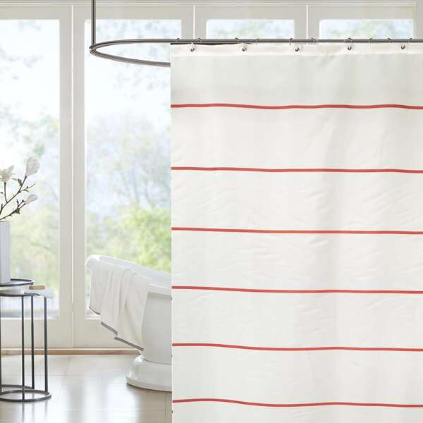 

Striped Pattern Shower Curtain, Red and white