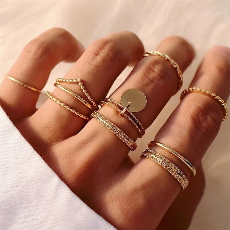

9pcs Disc Decor Ring, Gold