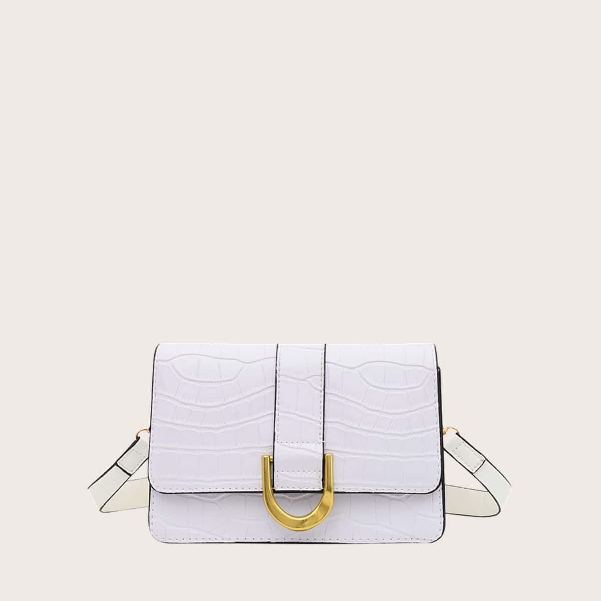 

Cartoon Embossed Square Shoulder Bag, White