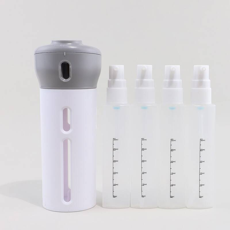 

4pcs Travel Bottle With 1pc Storage Bucket, Grey