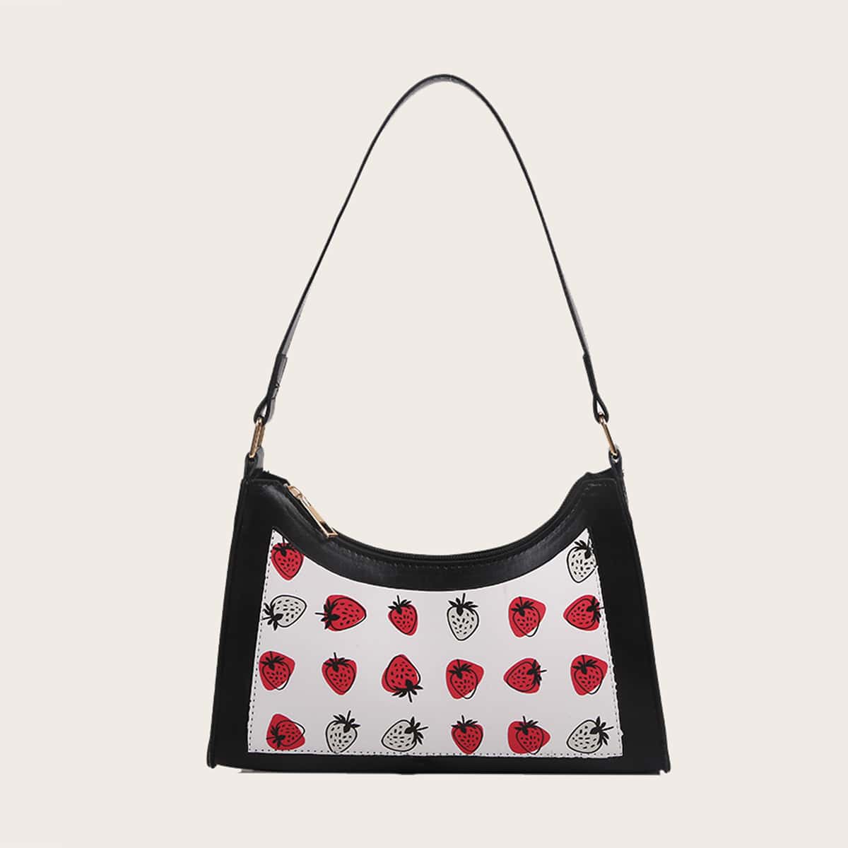 

Strawberry Baguette Bag, Black
