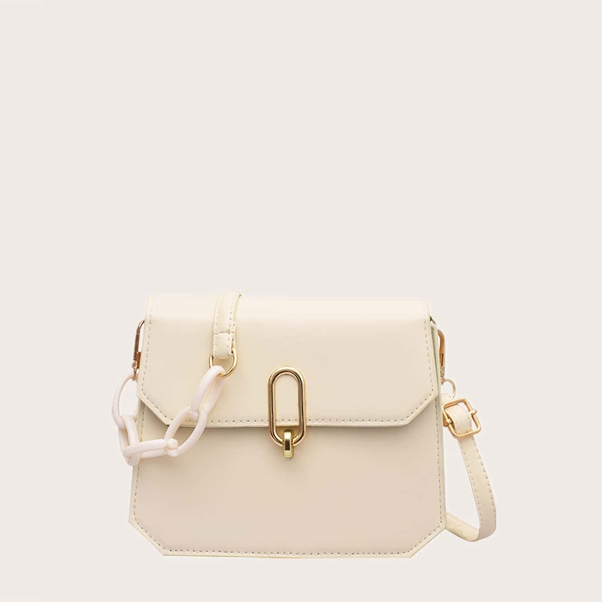 

Solid Square Shoulder Bag, White