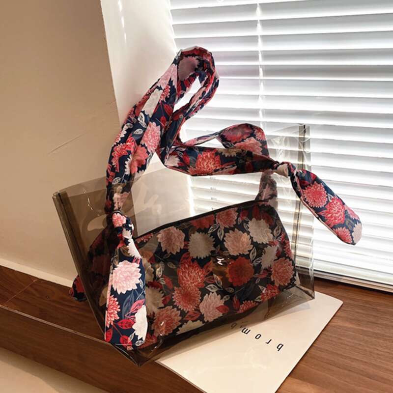 

Floral Strap Clear Tote Bag