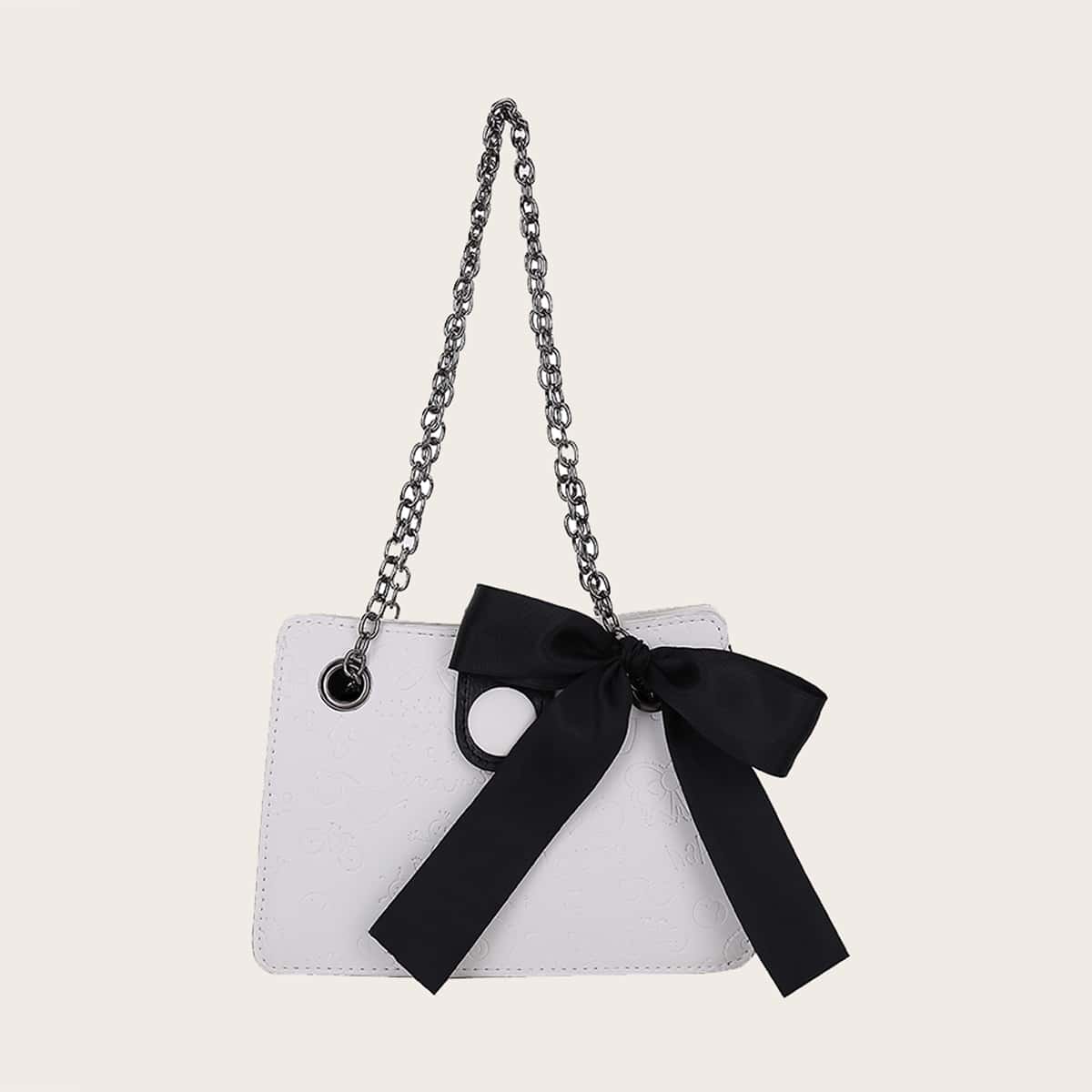 

Bow Chain Shoulder Bag, White