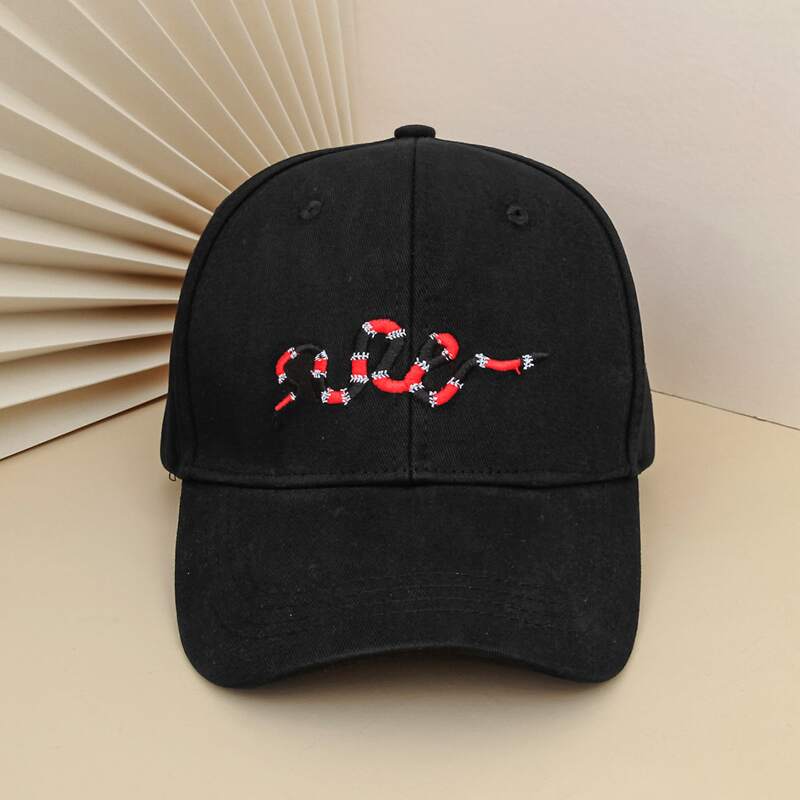 

Guys Snake Embroidery Baseball Cap, Black