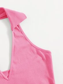 SHEIN Qutie Top halter corto de espalda abierta - Rosa - Ver 4