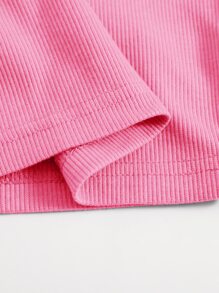 SHEIN Qutie Top halter corto de espalda abierta - Rosa - Ver 5