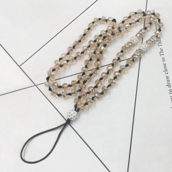 

1pc Beaded Phone Lanyard, Champagne