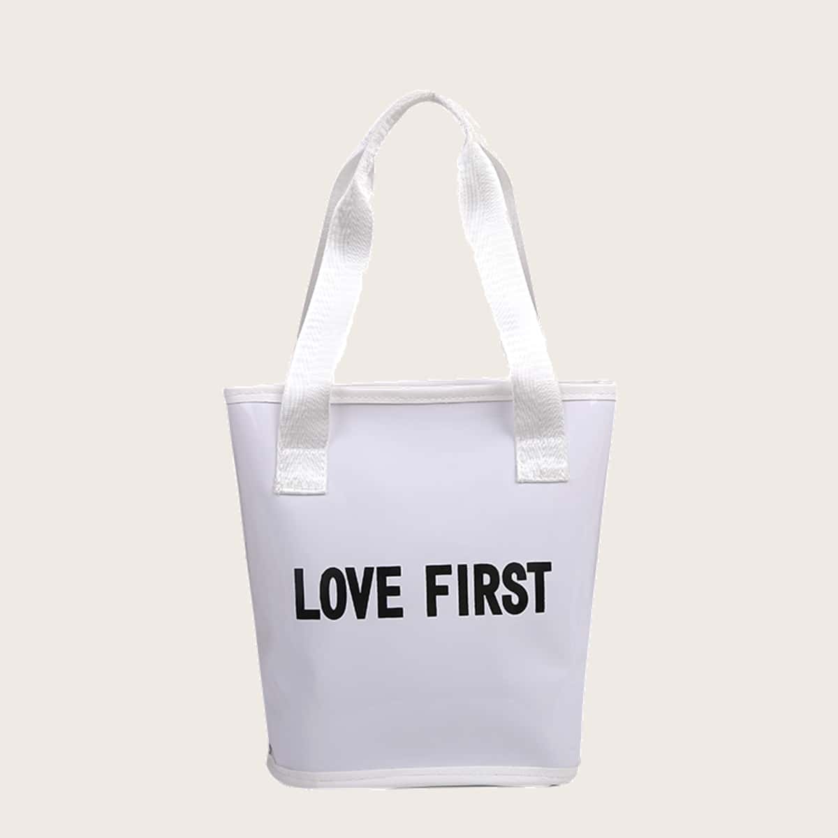

Letter Graphic Tote Bag, White