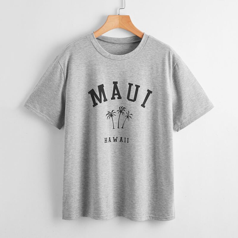 

Letter Coconut Tree Graphic Tee, Grey