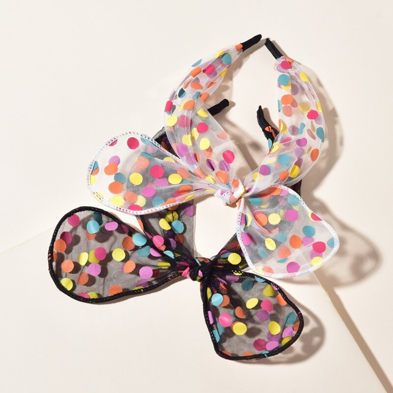 

2pcs Polka Dot Bow Headband, Multicolor