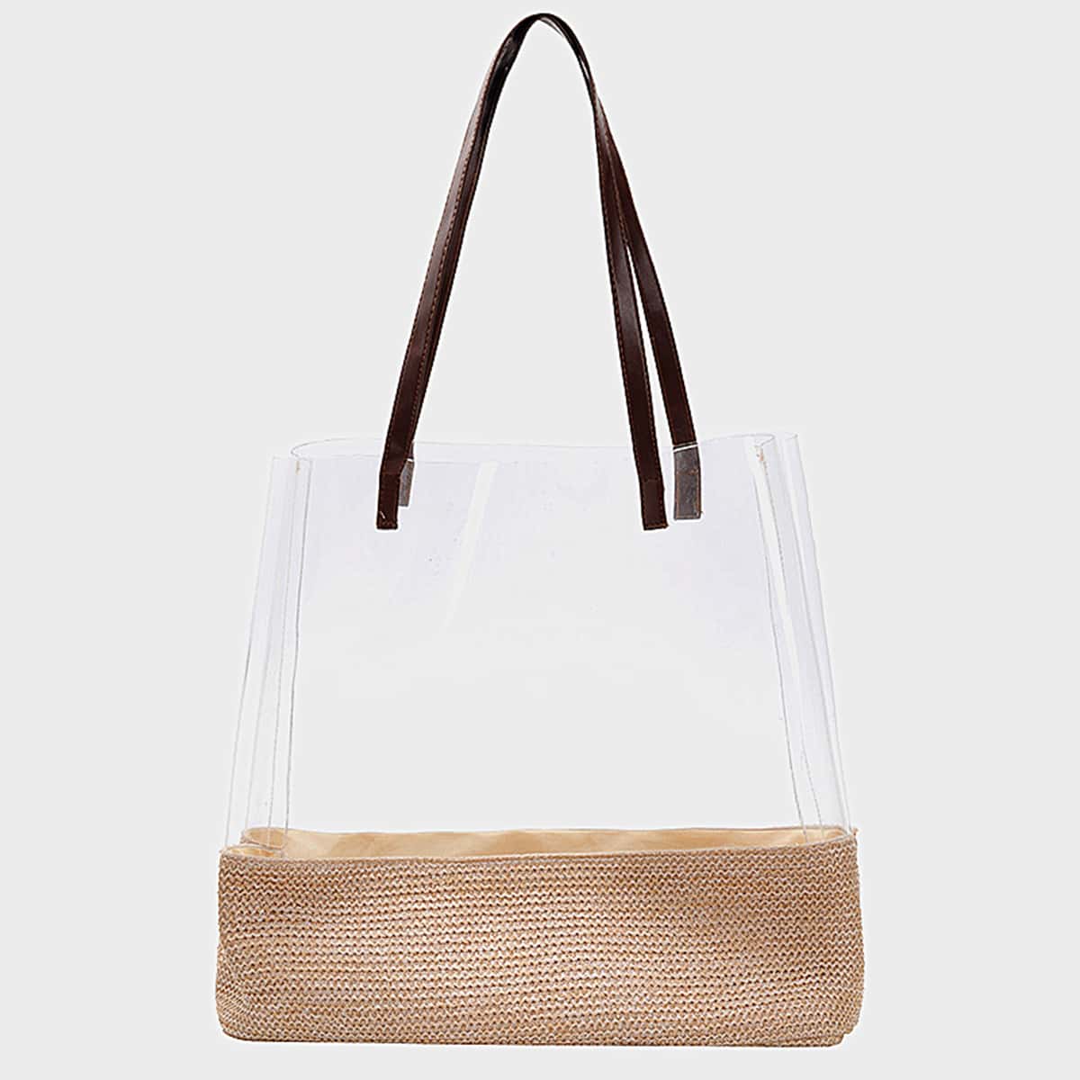 

Contrast Straw Clear Tote Bag
