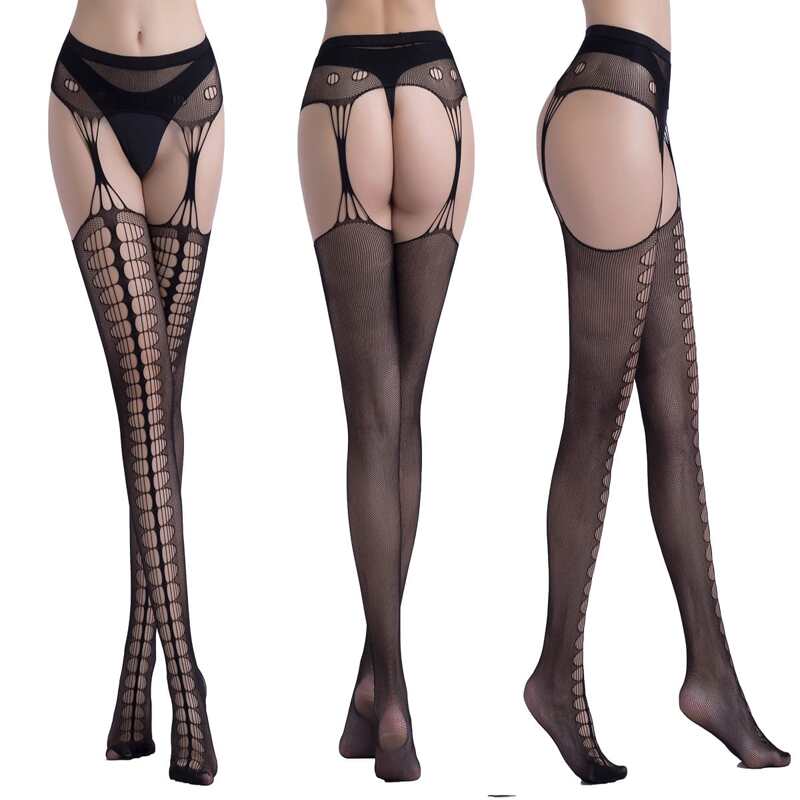 

Hollow Out Garter Stockings, Black