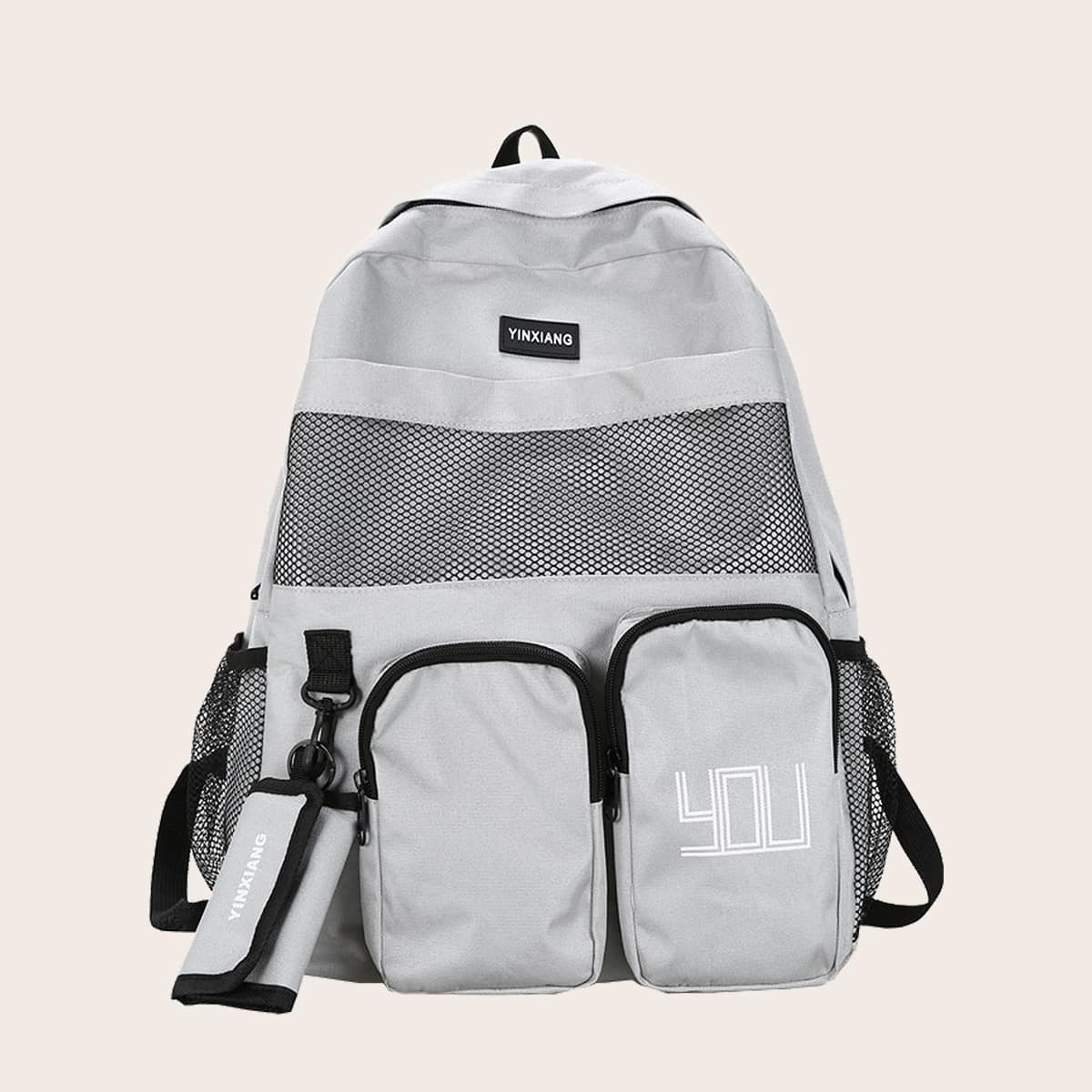 

Guys Mesh Panel Pocket Front Backpack, Grey