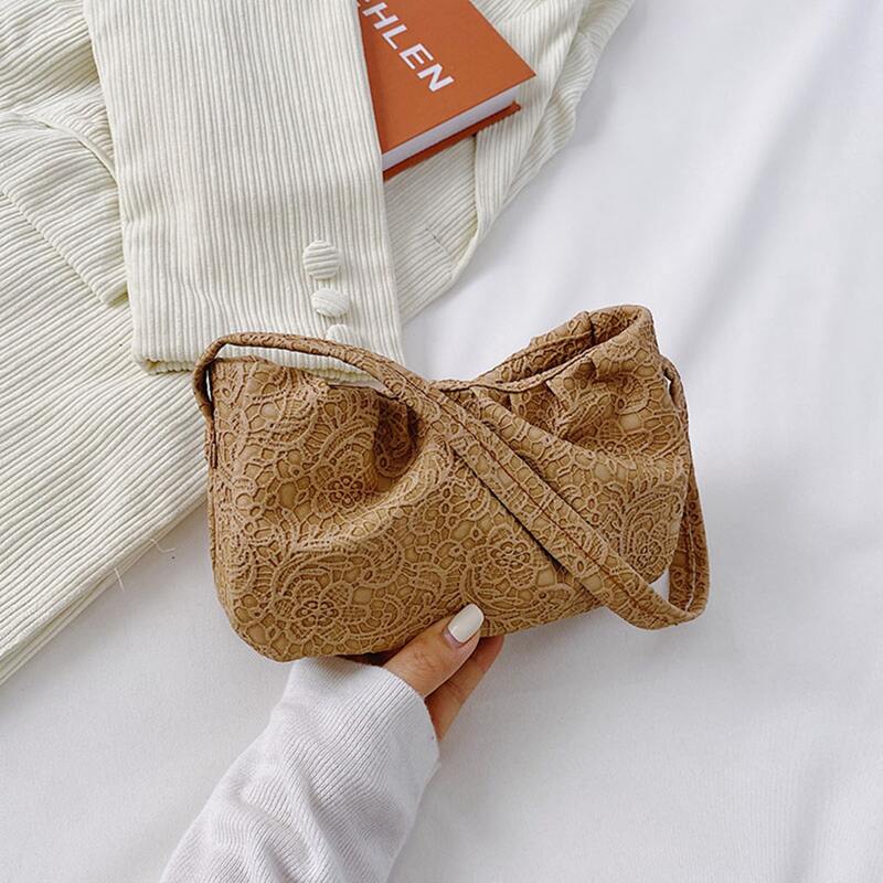 

Floral Lace Baguette Bag, Khaki