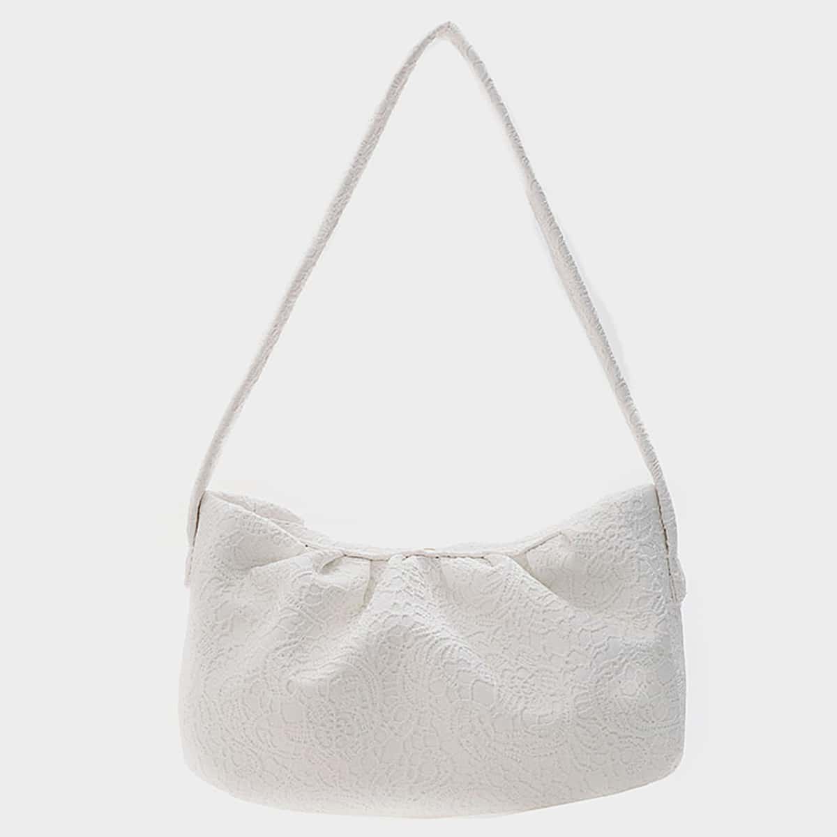 

Floral Lace Baguette Bag, White