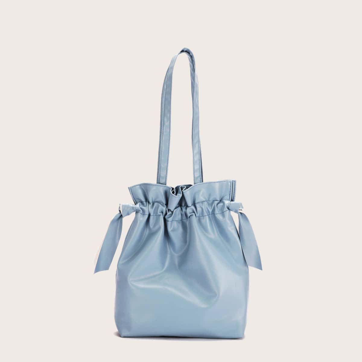 

Solid Drawstring Tote Bag, Blue
