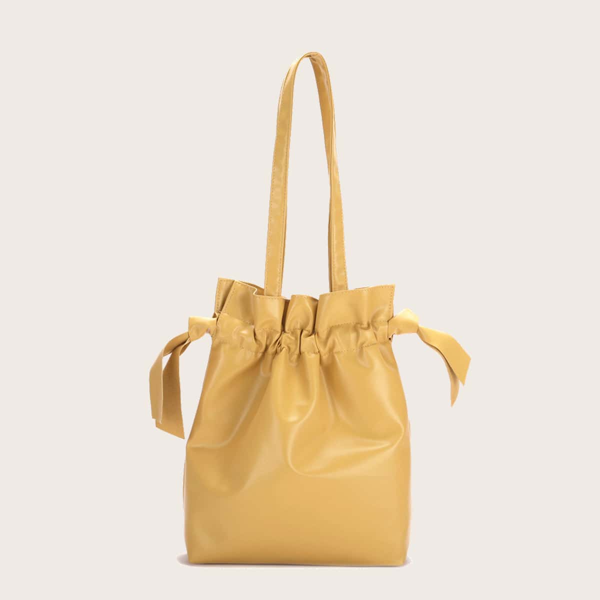 

Solid Drawstring Tote Bag, Yellow