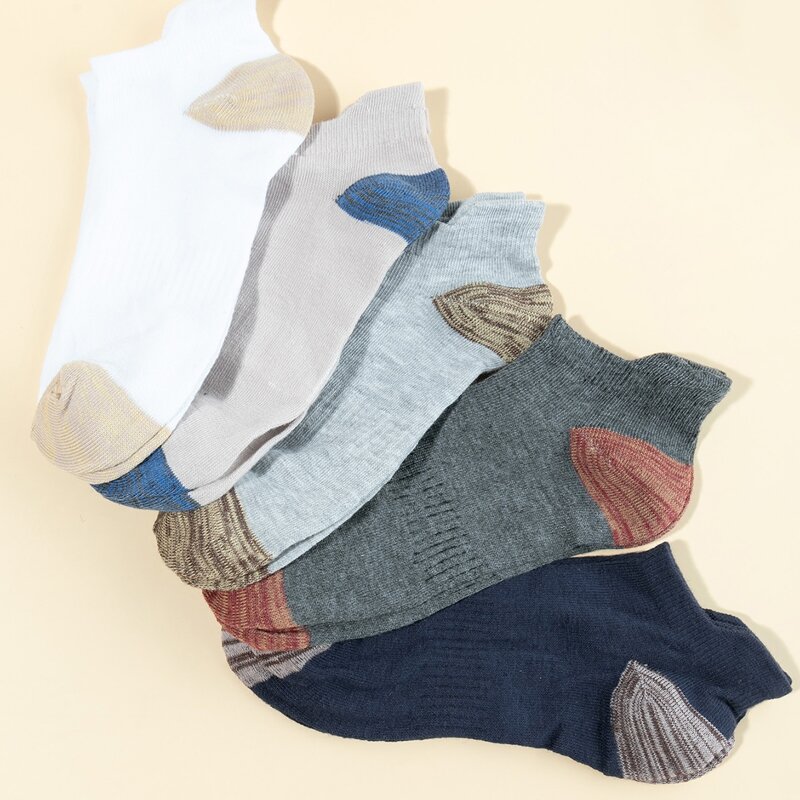 

5pairs Color Block Ankle Socks, Multicolor