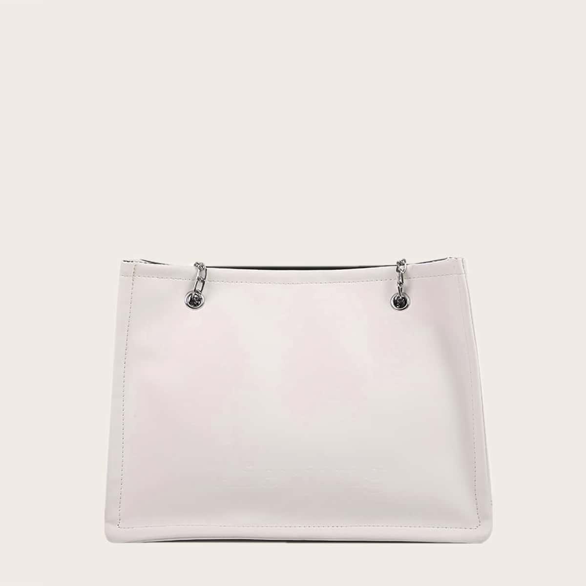 

Minimalist Chain Tote Bag, White