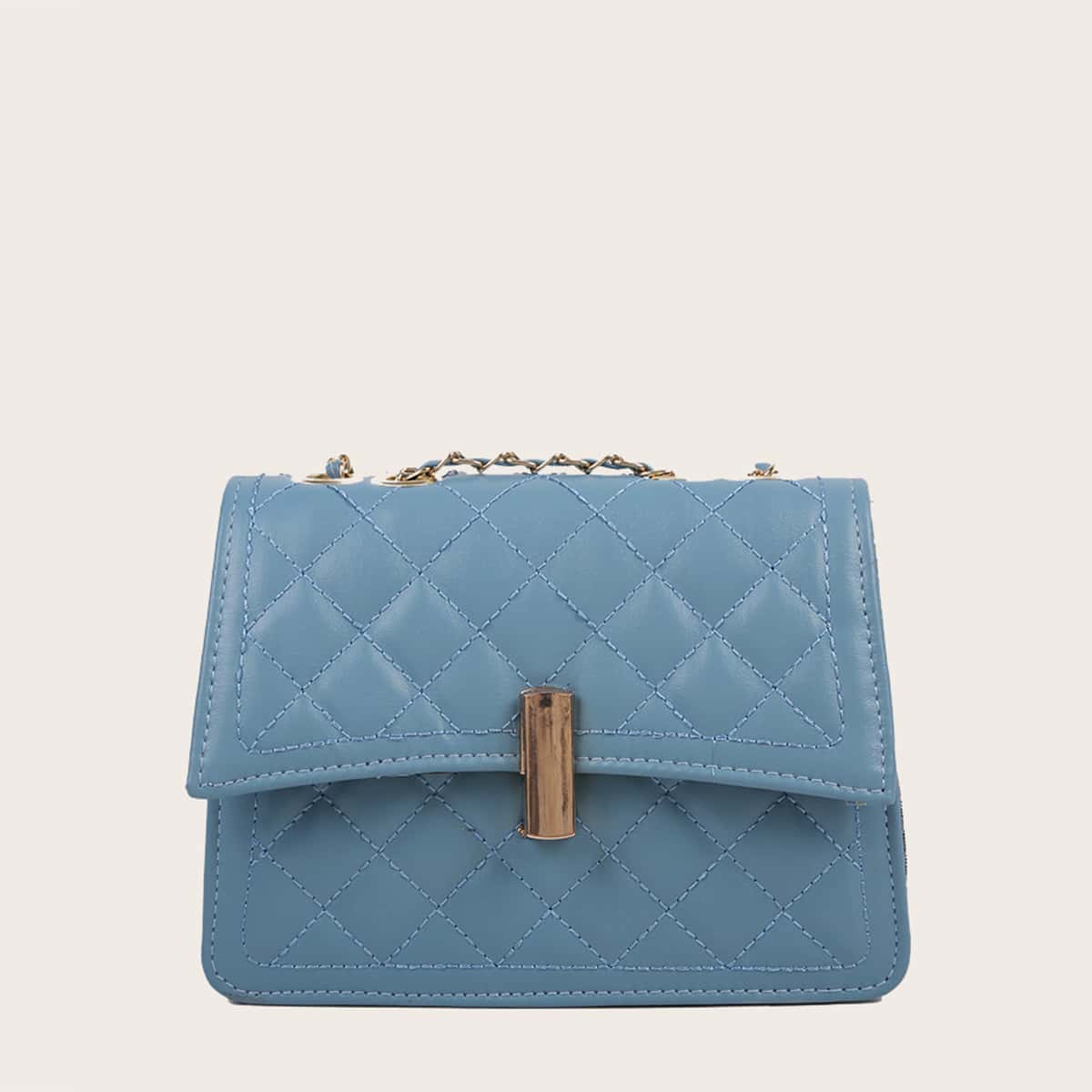 

Quilted Chain Shoulder Bag, Blue